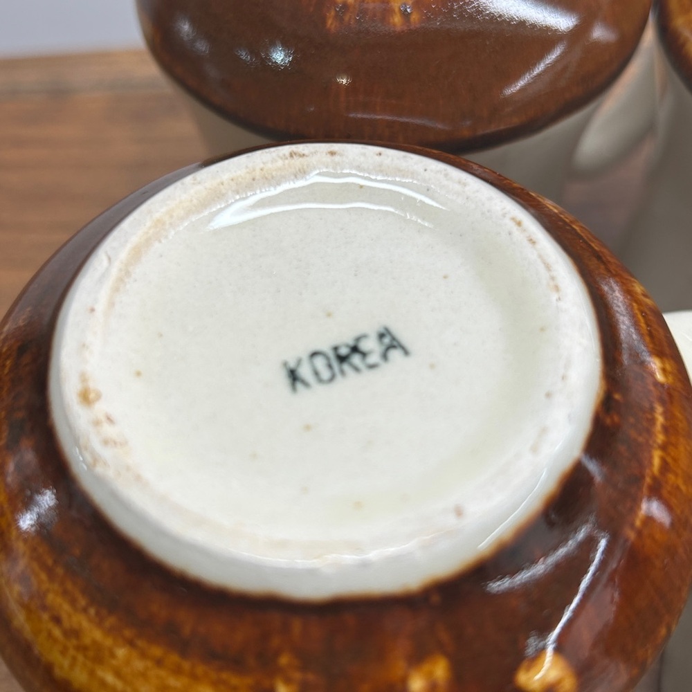 Vintage Retro Stoneware Glazed Mugs With Floral Motif Set Of 4 Made In Korea - Picture 14 of 16
